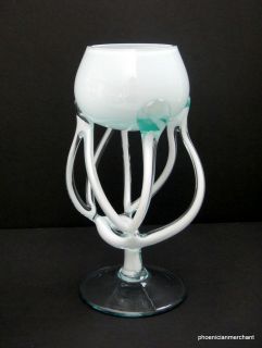 Twisted Pedestal Deco Art Glass Vase Hand Made Krosno