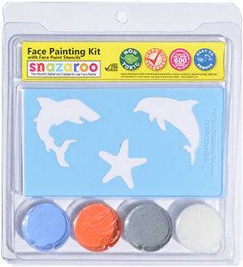   Face Paint Painting Stencil Kit Aquarium #1   Shark, Dolphin, Starfish