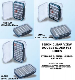 BISON CLEAR VIEW DOUBLE SIDED FLY BOX 3 SIZES AVAILABLE