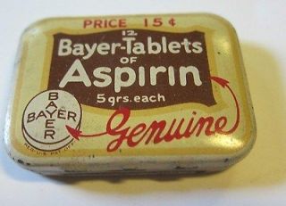Bayer Aspirin Tin 15 cents~The Bayer Company 170 Varick St. New York 