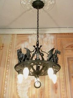   Antique/Vintag​e Style Art Deco Gothic Gargoyle Cast Iron Chandelier