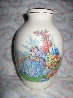 Art Deco 1930s Falcon Ware 7.5 Vase Boudoir Romantic Transferware 