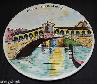 Vintage Collector Plate Dipinto A Mano Hand Painted Venezia Ponte Di 