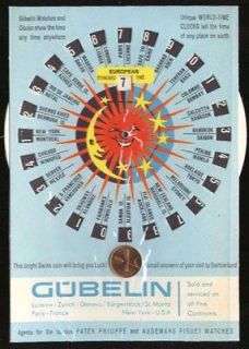 Gubelin Swiss Watch souvenir coin & worldwide time card
