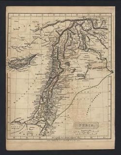 Syria w/ Cyprus c.1829 Arrowsmith antique map old outline hand color