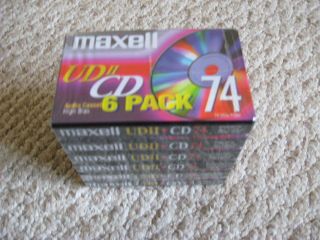 Maxell 6 Pak UDII CD 74 Type II High Bias Blank Audio Tape NEW NEW