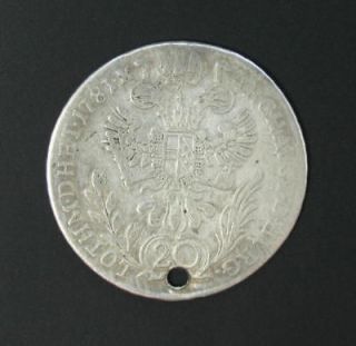 AUSTRIAN 20 KREUZER 1781 JOSEPH II SILVER COIN *