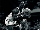   Wilkins Free Throw Atlanta Hawks BW NBA Basketball 32x24 POSTER