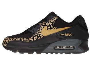   Wmns Air Max 90 Black Gold Leopard Womens Running Shoes 325213 023