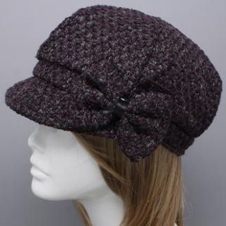 Colleen Boucle Cabby Winter Hat/Cap with Bow Accent
