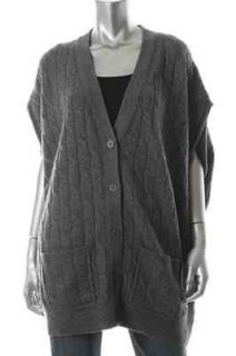 BCBG Max Azria NEW Gray Wool Cable Knit Button Front Cardigan Sweater 