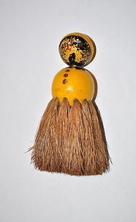 Vintage Black Americana Mammy Brush Doll Whisk Broom Small Yellow Ball 