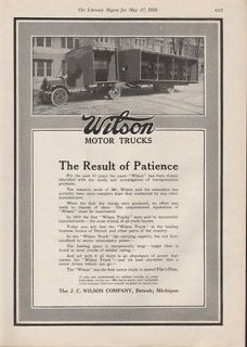 FA 1916 JC WILSON MOTOR TRUCK CAR AUTO DETROIT BROWN HAUL TRAILER 