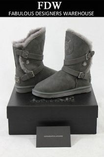 FDW Womens 2012 Auth New Australia Luxe Pioneer Short Gray Fur Boots 