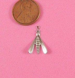 ANT SILVER FIREFLY BUG CHARM   6 PC(s)