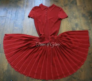 AZZEDINE ALAIA Silk Red FULL Skater CUTOUT Dress Skirt Size FR 36 UK 6 
