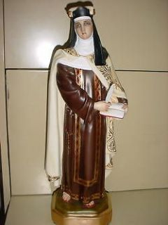 St Theresa of Avila VINTAGE CATHOLIC STATUE 17 TALL COMPOSITION 