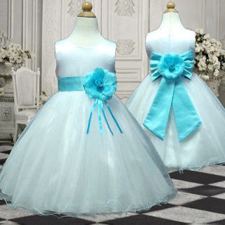 MD57 Blue Wedding Pageant Baby Flower Girls Dress 1 2Yrs/T