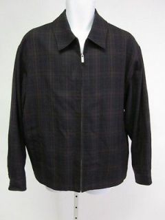 BALENCIAGA Mens Brown Black Plaid Long Sleeve Collared Zip Up Jacket 