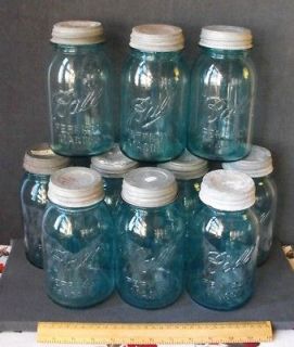 Blue Ball Perfect Mason Quart Jars Fruit Canning Wedding Zinc Lids 