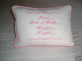 Personalized Baby Pillow w/Name & Birth Information