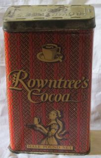 Rowntrees Cocoa Tin with lid~Rowntree & Company UK~circa 1960s~FREE 