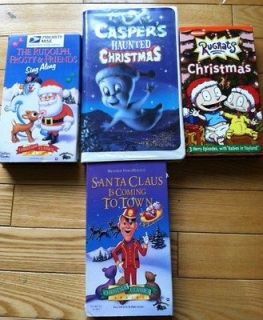 Christmas Movie Medley   4 VHS Tapes / Rugrats, Casper, Rudolph 