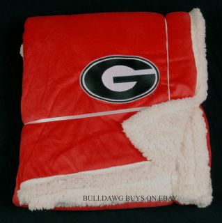 UGA Georgia Bulldogs Sherpa Cozy Embroidered Blanket Throw