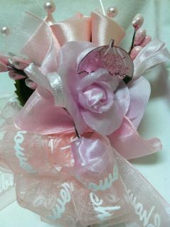 Baby Shower Corsage Its a Girl Pink Corsage Sheer Ribbon with 