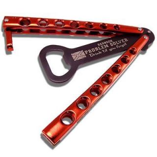 Practice Red Neck Balisong BUTTERFLY Trainer Knife BOTTLE OPENER 