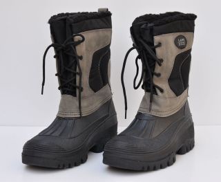 New Mens Snow Winter Boots Shoes Gray/Black 10 Insulated Waterproof 