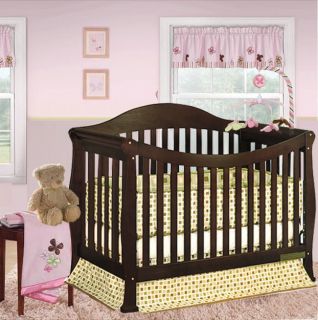 in 1 ASPEN SOLID WOOD ESPRESSO CONVERTIBLE BABY CRIB TODDLER RAIL 
