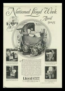 LLOYD LOOM BABY CARRAIGES NATIONAL LLOYD WEEK 1928 PRINT AD