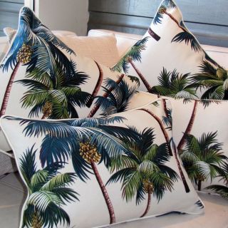 New oasis tropical palm trees hawaiin Beach cushions 45x45cm   natural 