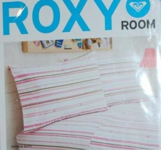 ROXY Quicksilver DOUBLE DUTY Pink Brown Stripe TWIN 3 pc. Sheet Set 