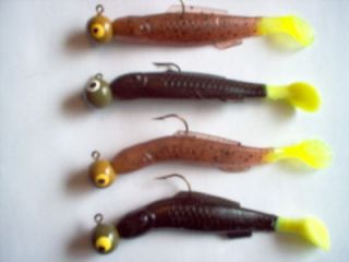 Fishing Tackle,Bait,SOFT lures,Rubber,Shad,Round Head Jig,4Minnow 