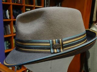 BAILEY SOFT TAUPE GRAY BROWN FELT TEAL CAMEL BAND FEDORA TRILBY HAT