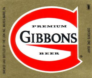 Gibbons Premium Beer Label Wilks Barre, PA Refrigerator / Tool Box 