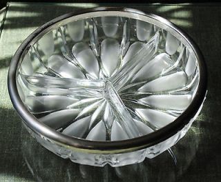   Beautiful Starburst Serving Bowl Chrome Rim Sectioned Candy Dish