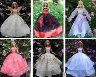 SETS Barbie Dresses Hangers Shoes Handmade Clothing For Barbie Doll 