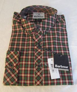 NWT BARBOUR Mens Finsbury Red Green Blue Check Shirt Slim Fit US L 