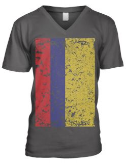 Colombia Faded Flag Men V neck T shirt Olympic Colombian South America 