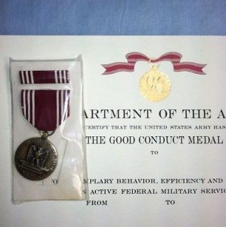 US ARMY GOOD CONDUCT MEDAL CERTIFICATE   BLANK   MINT   