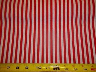 RED and WHITE STRIPE   NEW  100% COTTON NICE FABRIC  1/2 YARD 