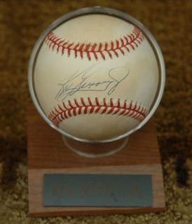   Jr. Signed Autographed Baseball With Name Plaque And Wooden Stand