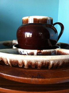 Six Peice Pfaltzraff Set Bean Pot Four Side Servers and One Wooden 