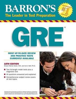 Barrons GRE by Sharon Weiner Green and Ira K. Wolf 2009, Paperback 