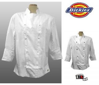 NWT Dickies CW070103 Master Chef Coat w/Stud Buttons 34 56 WHITE 100% 