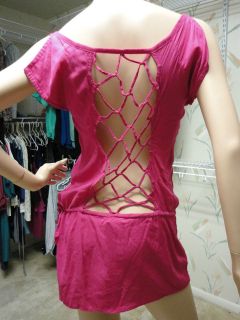 Indah Beach Dress Style Aria Hot Pink or Black Wear Over Swimsuit Sz 