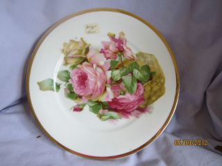   EMPIRE Z.S.& CO BAVARIA PLATE YELLOW & RED ROSES IN A BASKET pottery
